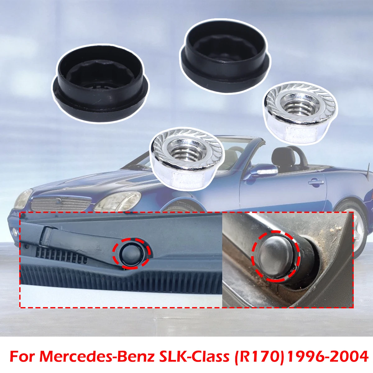 For Mercedes-Benz SLK-Class R170 1996-2004 Car Front Windshield Wiper Arm Nut Screw Cap Bolt Rocker Cover replace 1J0955205A 9B9