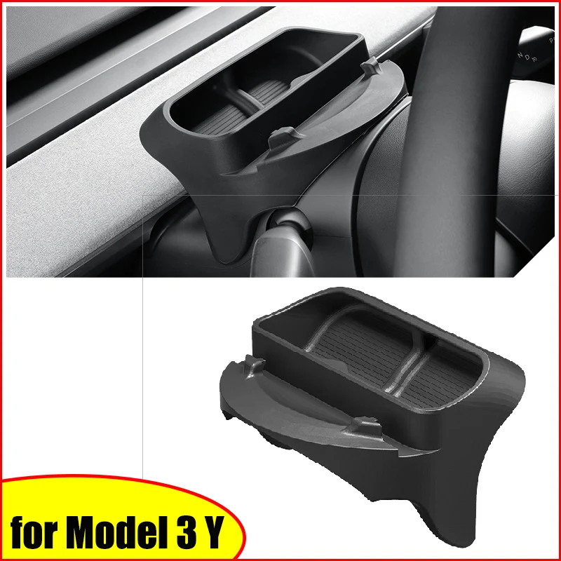 for Tesla Model 3 Y YL Juniper 2025-2020 2026 Highland Car Steering Wheel Storage Box Silicone Sunglasses Case GPS Phone Holder