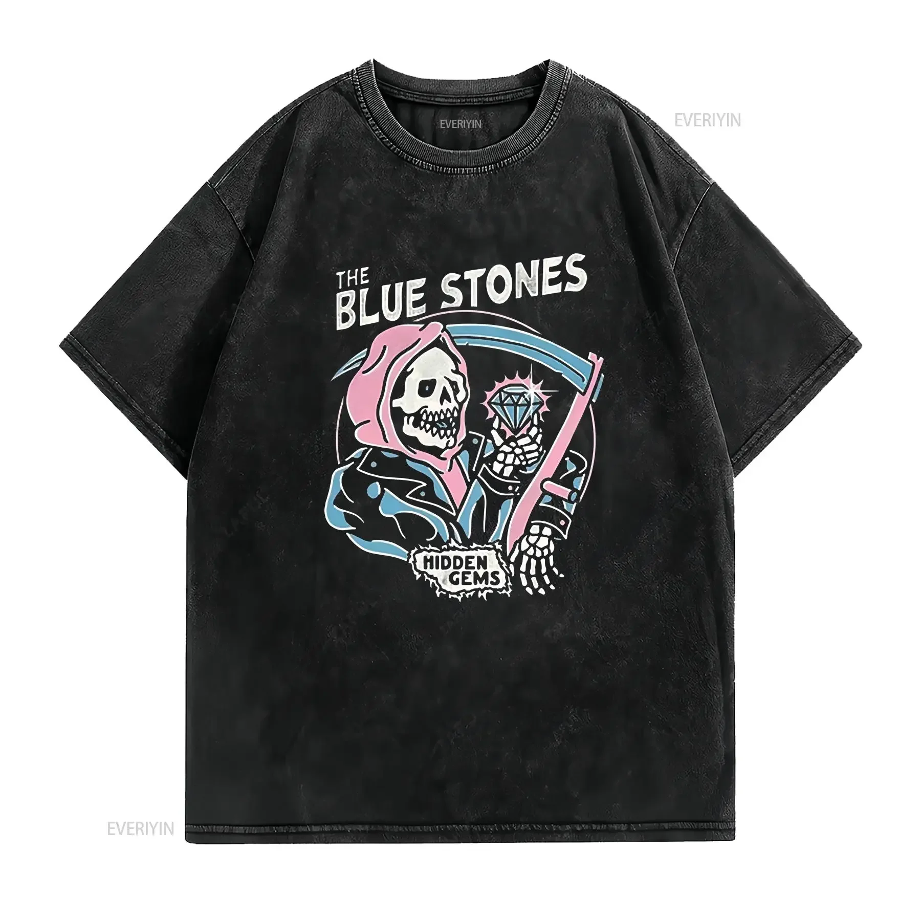 Classic The Blue Stones Hidden Gems CottonMen S 235XL T Shirt20D1070 vintage Washed Top For Everyday Wear Stretched Comfortable