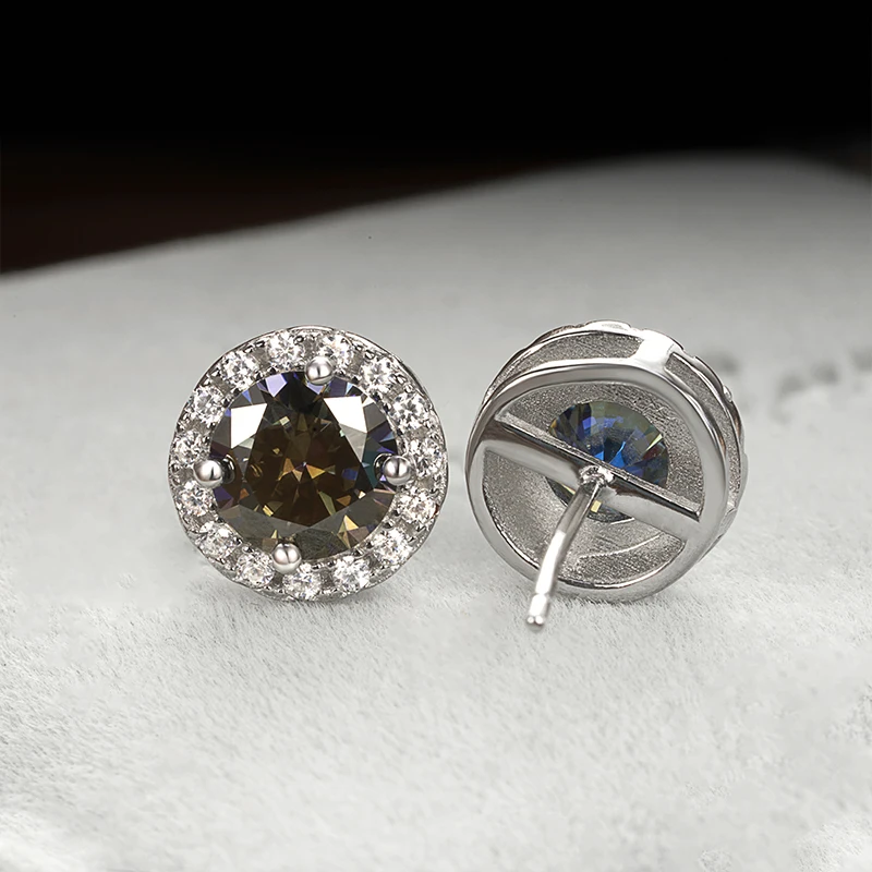 Joyce Kelly 6,5 mm 1 Karat bunte Moissanit-Ohrringe, Unisex, männlich, weiblich, S925-Sterlingsilber, funkelnder feiner Schmuck, Herren-Ohrstecker – Detail 13