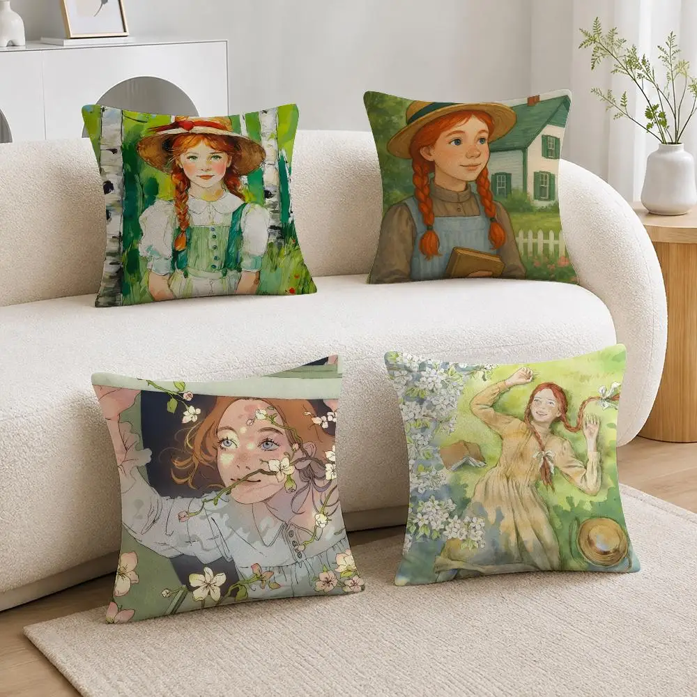 Book Anne of Green Gables Cushion Cover Soft Plush Cushion Covers Fluffy Throw Pillow Cases for Sofa Bedroom Home Decor