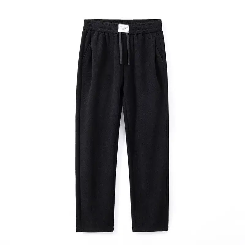 

Spring Summer New Men's Casual Pants Silk Smooth Dra Anti-Wrinkle Ice Silk Nine Points Faionable All-Match Long Trousers