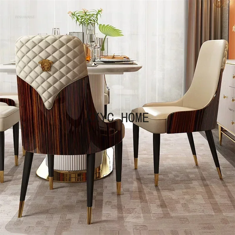 Luxury Italian Solid Wood Dining Chairs Household Leisure Backrest Chair Nordic Armchair American Restaurant Negotiation Chair