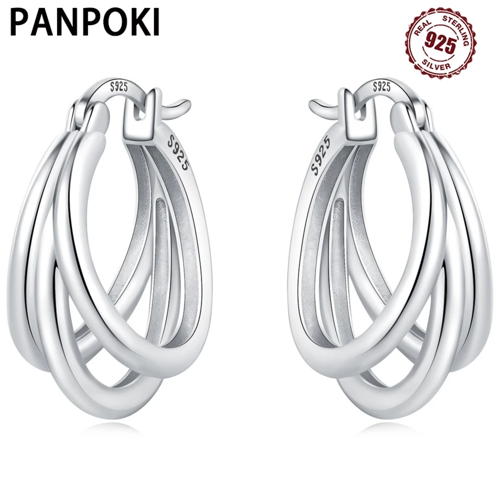 

925 Sterling Silver Exquisite Multi-layer Ear Ring Jewelry Versatile Hoop Earrings For Women Jewelry Fine Birthday Party Gift