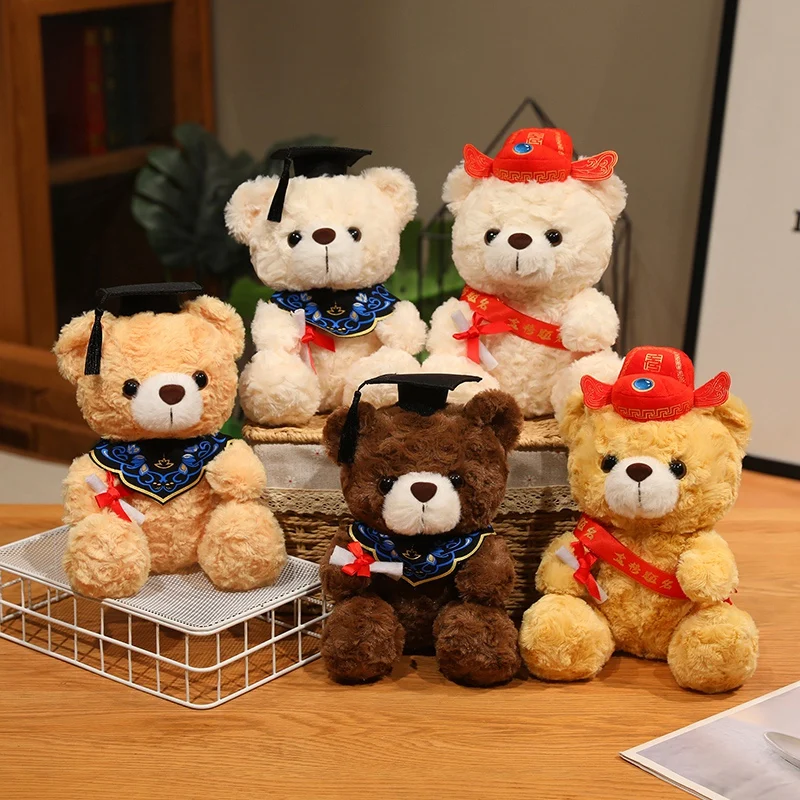 

Плюшевая игрушка-медведь Доктор Бер, 23 см, милый плюшевый медвежонок в светло-коричневой шапочке, кукла-доктор, подарок на выпускной