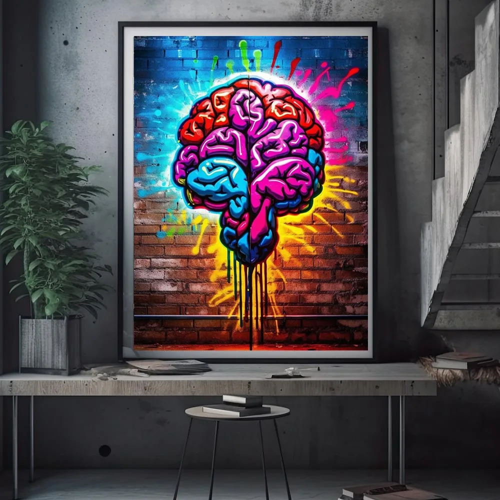 Human Heart Brain Anatomical Poster Graffiti Wall Art Print Modern Street Graffiti Anatomy Canvas Painting Wall Decor Posters