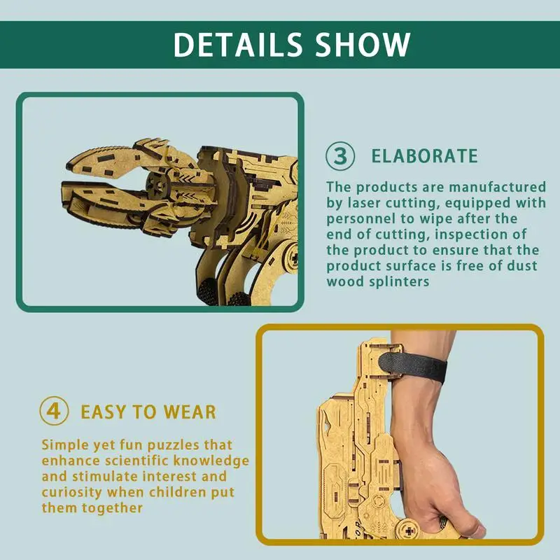 3D Mechanical Hand Puzzle Wooden Building Blocks Toy Mechanical Hand Assembling Block Toys Model For Kids Adults