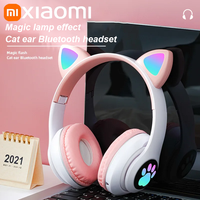 Xiaomi Wireless Headphone LED Dazzling lamp Cute Cat HIFI Stereo Music Helmet Phone Bluetooth Headset with Mic Christmas Gift