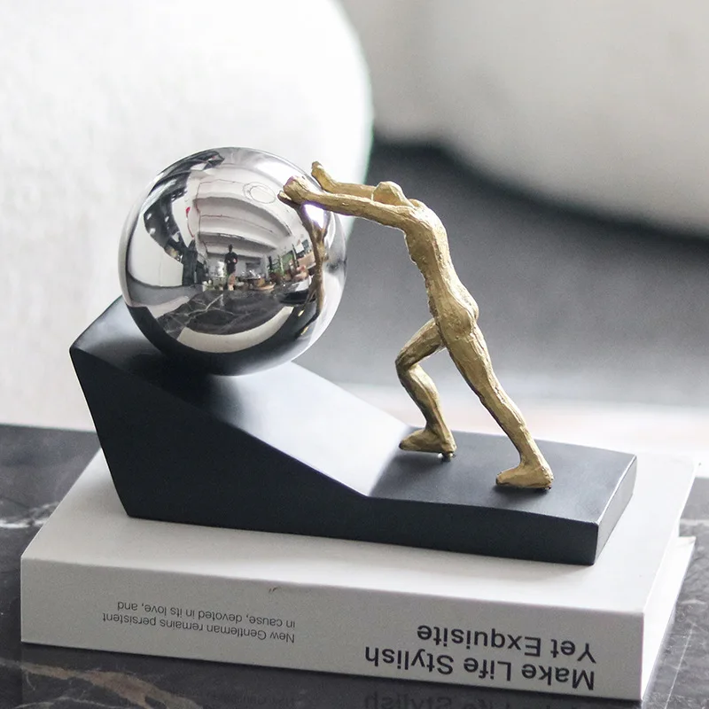 CX personalized light luxury ball push figure sculpture ornament, home furnishing exhibition hall sales office model room