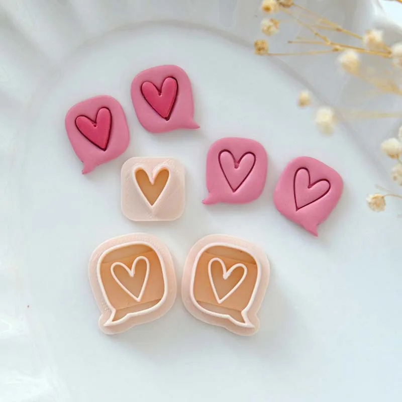 Love Conversation Valentines Day Clay Cutters Double Heart Cutting Molds Cute Clay Cutter Set Clay Tools Stud Earrings Cutters