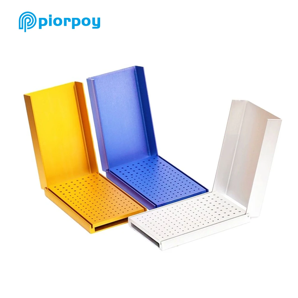 PIORPOY Aluminium 152 Holes Dental Burs Holder Dentistry Organizers FG RA Disinfection Box Autoclave Odontologia Sterilizer Case