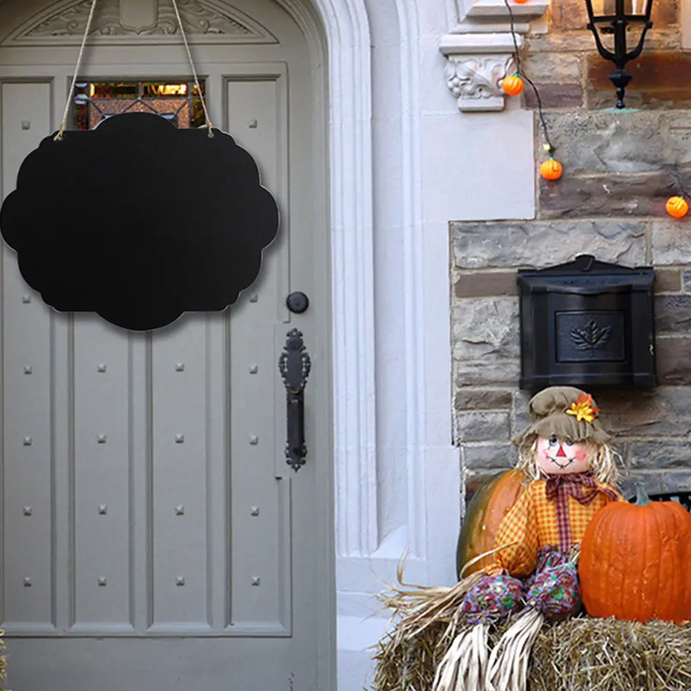 2Pcs Double-Sided Cloud Shape Wooden Blackboard Lanyard Design Hanging Decorative DIY Boards Multipurpose Writing Display