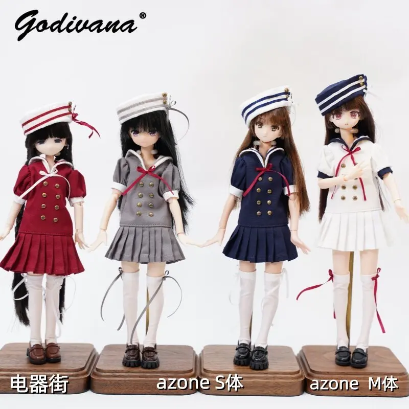 Azone Blythe Ob22 Ob24 Electric Town Doll Outfit Japanese Sailor Suit Set Navy Collar Short Sleeve Pleated Short Dress with Hat