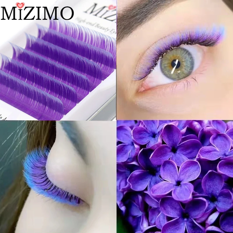 Blue purple two-color color grafted eyelashes handmade artificial mink personalized flowering eyelash extension tool