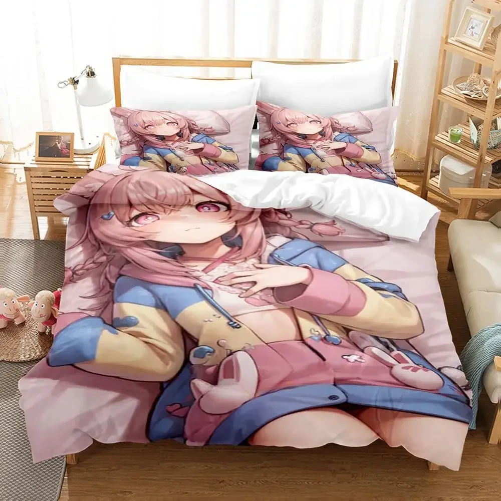 Kawaii Pipkin Pippa Bedding Set Single Twin Full Queen King Size Bed Set Adult Kid Bedroom Duvet cover Sets Anime Bed Sheet Set