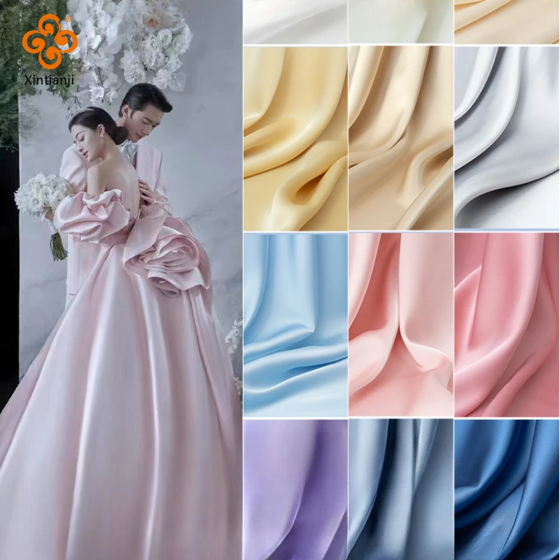 50x150cm Thick Satin Fabric Anti-wrinkle Shiny Satin Material Quality Wedding Dress Women's Skirt Hanfu DIY Sewing Fabric