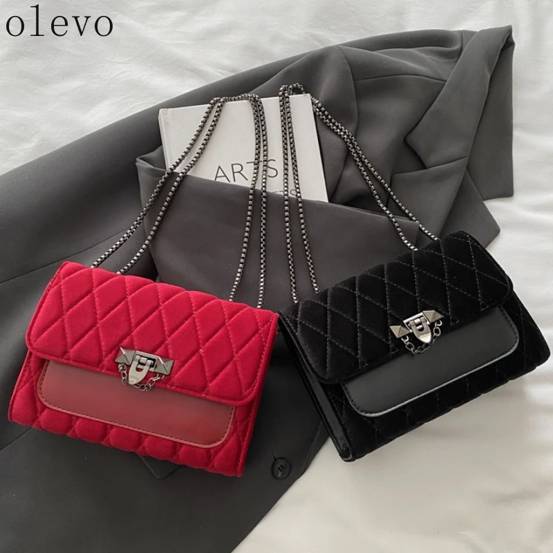 

New Fashion Chain Strap Square Shoulder Bag Velvet Quilted Crossbody Bag for Women Comfortable and Texture Versatile Chain Bags