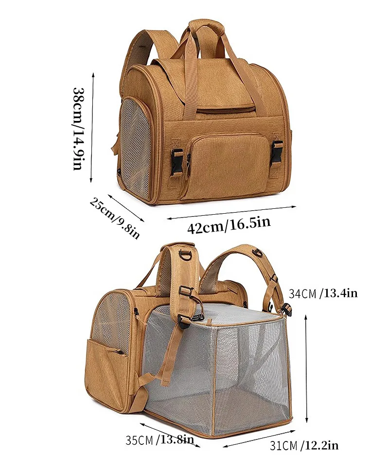 Tragbarer Katzenträger-Rucksack, erweiterbar, große Kapazität, faltbar, für kleine und mittelgroße Hunde und Katzen bis 8 kg – Detail 4
