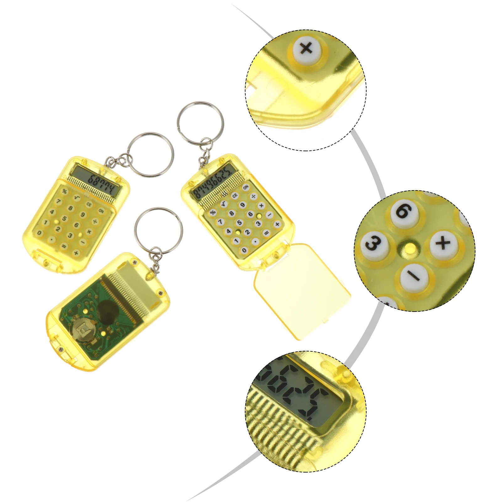 3pcs Mini Electronic Keychain 8 Digits Pocket Key Ring For Students Tiny Small Portable Calculator Mini Calculator For Daily Use