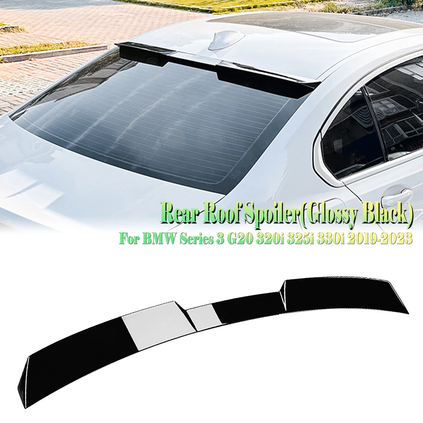 Voor BMW 3 Serie G20 320i 325i 330i G80 M3 2019-2024 Dakspoiler Vleugel Bovenste Extension Lip Carbon Fiber Look/Glans Zwart