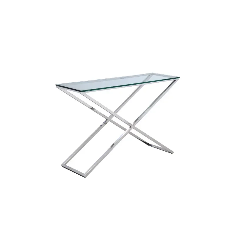 

X0 Italian entrance table light luxury style modern entrance cabinet foyer entry stainless steel entrance table designer
