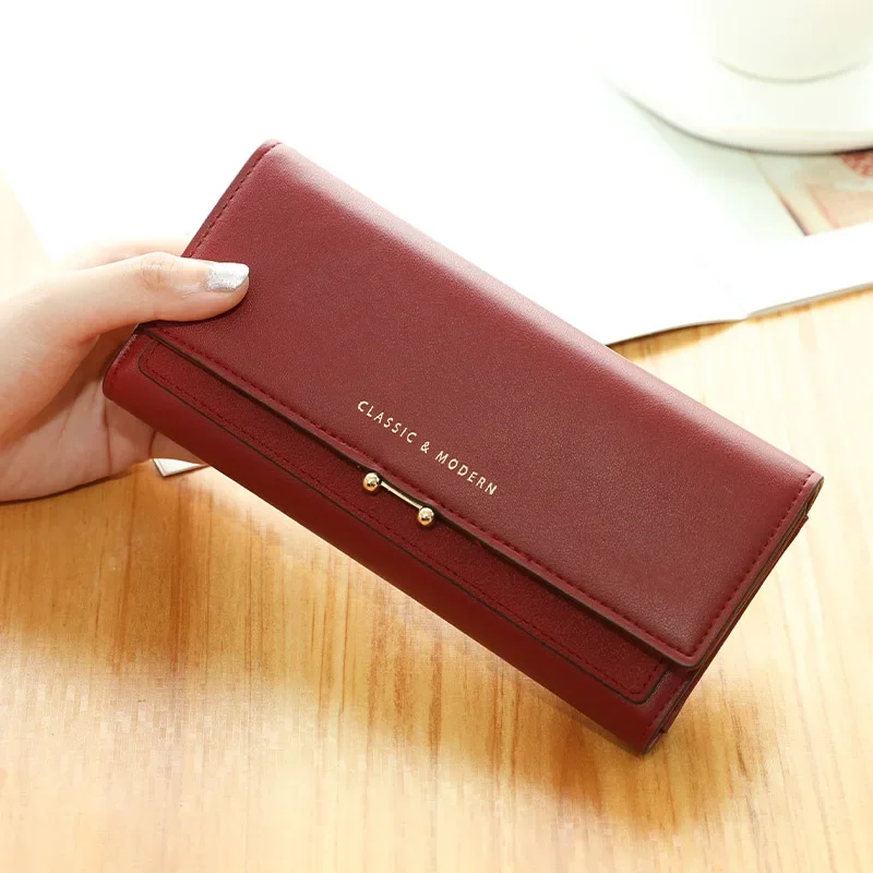 

New Women Long Clutch Three Fold Wallet Large Capacity Female Casual Purse Lady Phone Pocket Card Holder Carteras