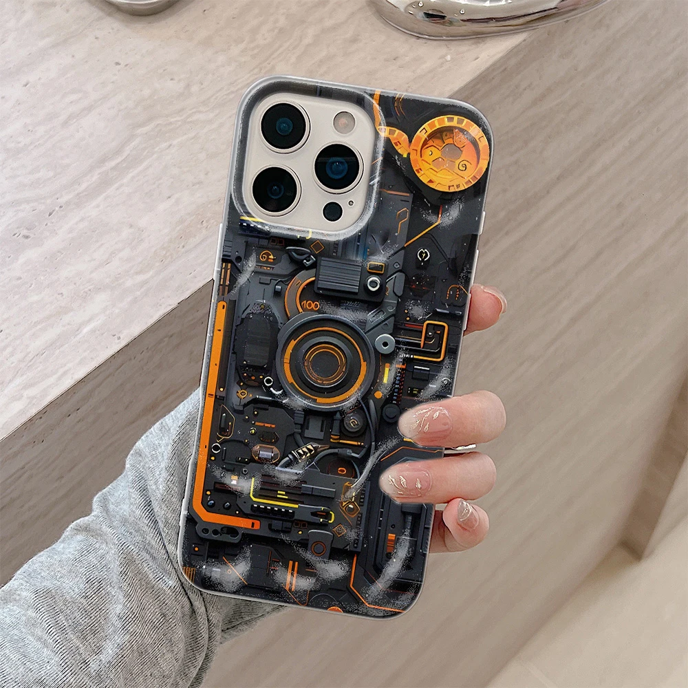 Mechanical Interior Pattern Case For Iphone 11 Pro Max 13 15 Plus 12 Air 14 17 16 Soft Phone Cover Case Funda Bumber