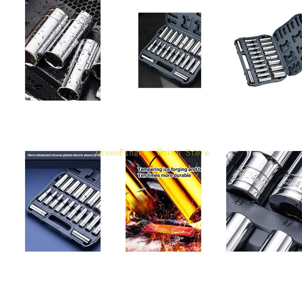 

F68D 20pc Drive 6 Point 8-32mm Impact Socket Set Carbon Steel Impact Sleeve With Size Marking And Portable Storage Box