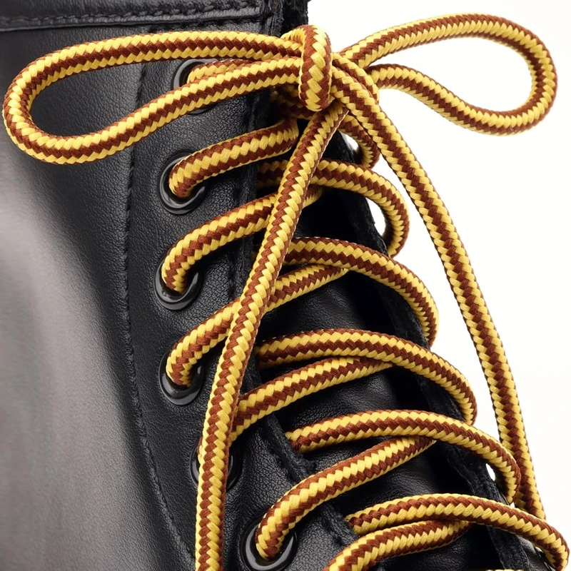 

2 Pair Round Boot Laces Heavy Duty Durable Shoe Laces for Hiking Work Boots Outdoor Sports Shoelaces Sneaker Striped Shoelace