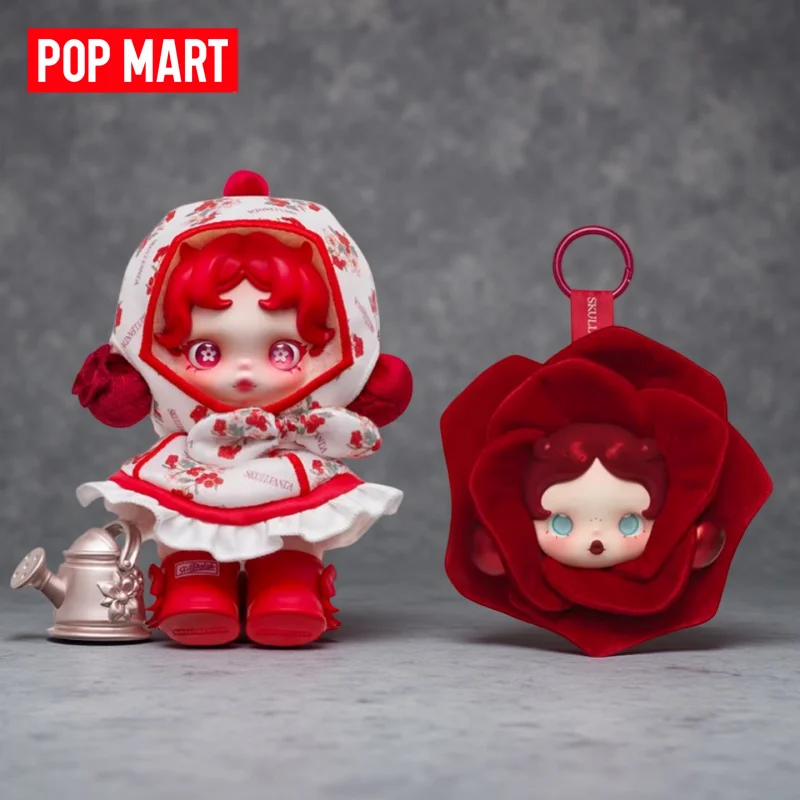 

New Arrival POPMART Official Genuine SKULLPANDA Amid Flowers Plush Pendant Petals in Four Acts Rose Earphone Bag Collectible Toy