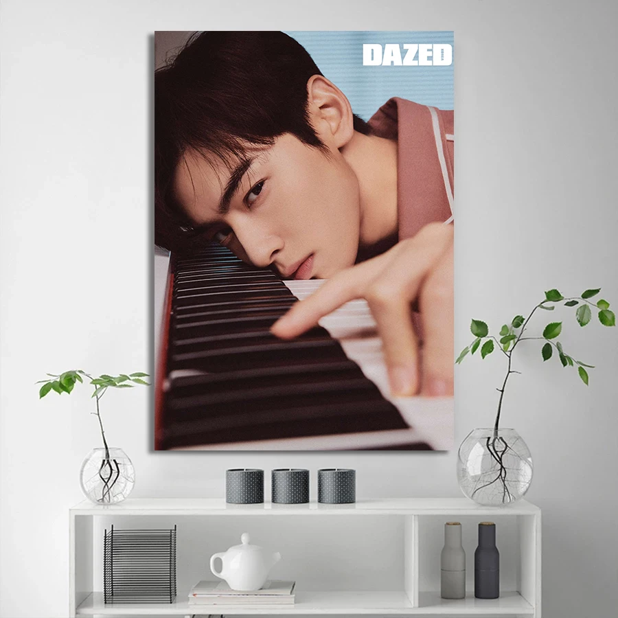 Korea Cha Eun Woo POSTER Poster Canvas Painting Prints Wall Pictures Living Room Girl Room  Home Decoration Fan Gift Cuadros