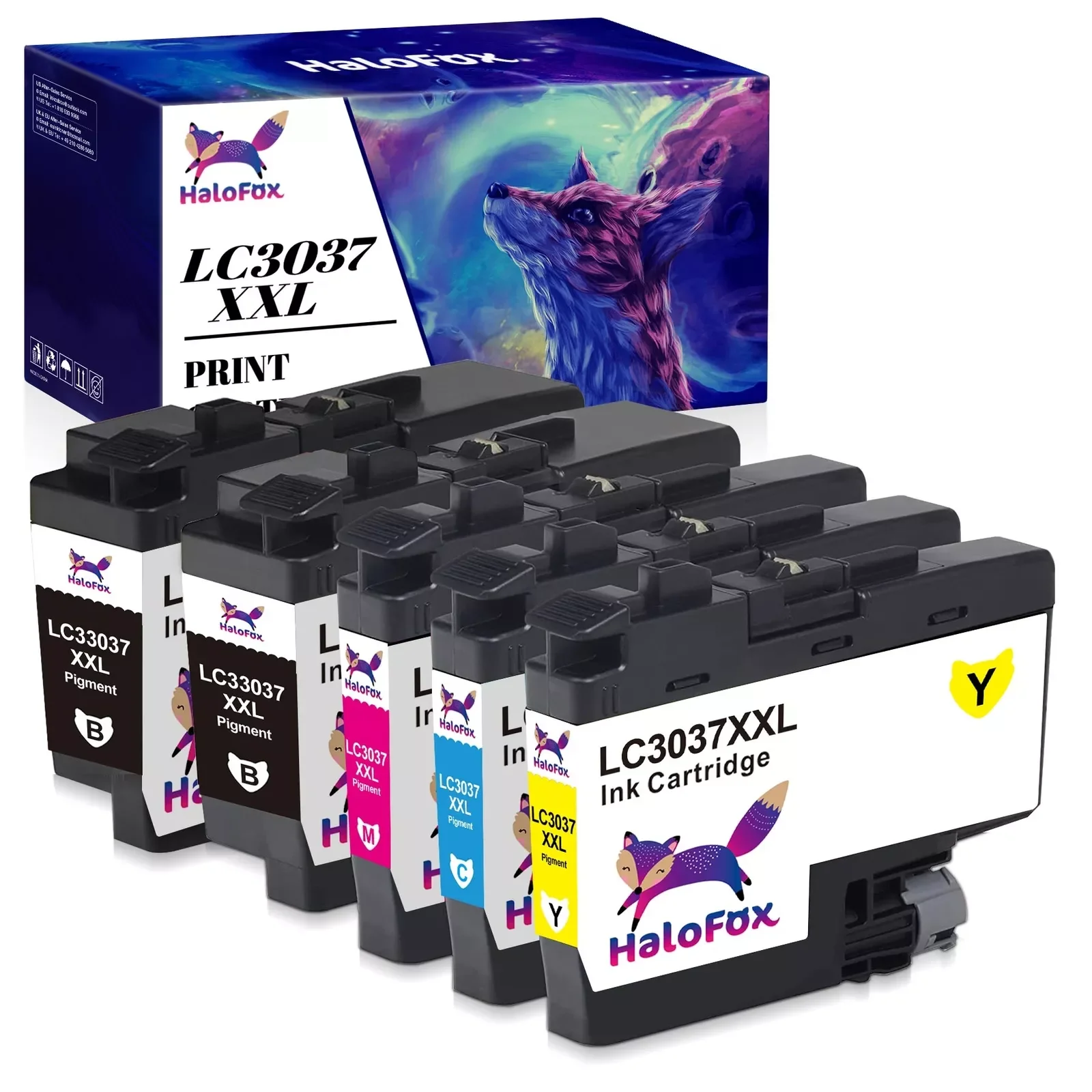 

5 Pack Printer Ink Cartridges for Brother LC3037 XXL MFC-J5845DW MFC-J6945DW