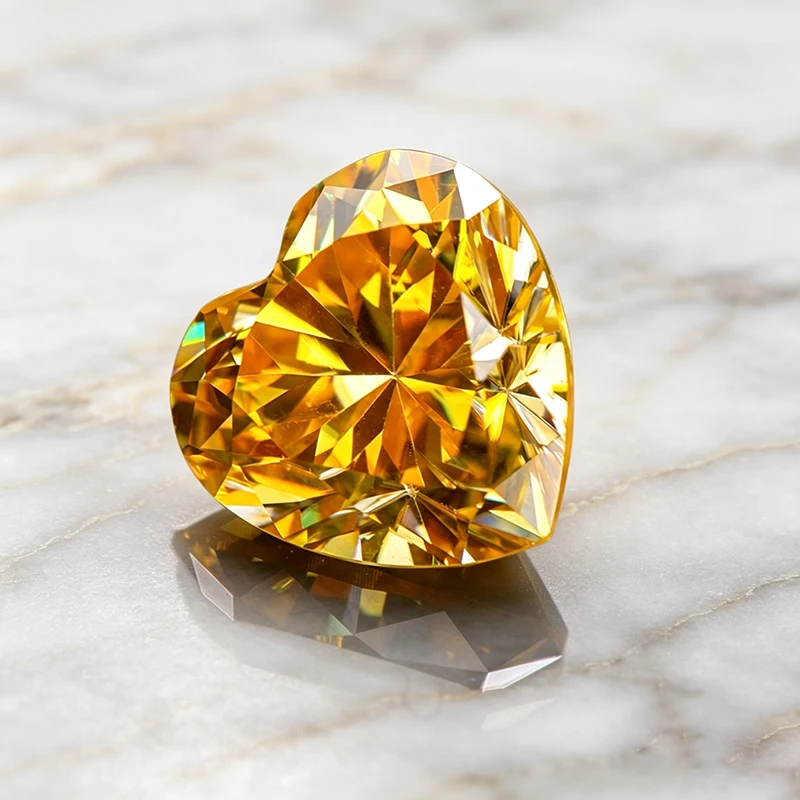 Moissanit-Stein Herzschliff Goldgelber Edelstein für Fortgeschrittene Schmuckherstellung, Besteht Diamanttester mit Zertifikat – Detail 3