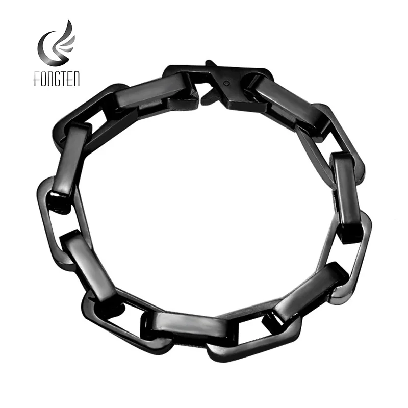 Fongten Square Bracelet For Men Stainless Steel Viking Charm Heavy Bracelets Bangle Male Jewelry Pulsera Wholesale