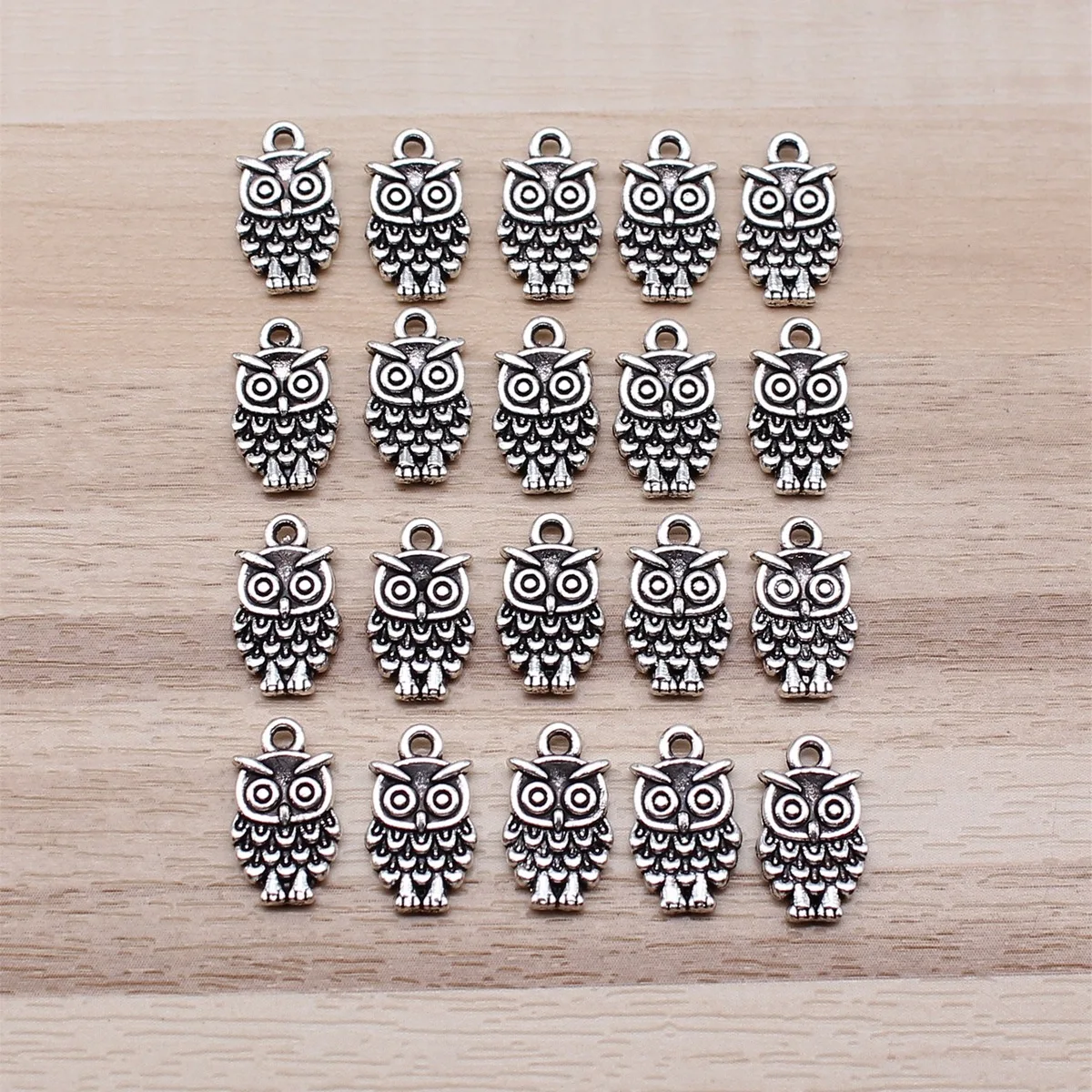 IFOCUS 20pcs/Lot Owl Charms For DIY Jewelry Making Zinc Alloy 13x8mm/0.51x0.31inch