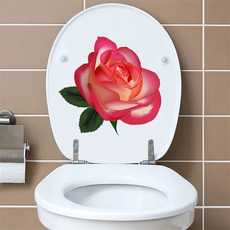 M716 Gorgeous Red Rose Wall Stickers Bathroom Toilet Decor Living Room Cabinet Refrigerator Home Decoration