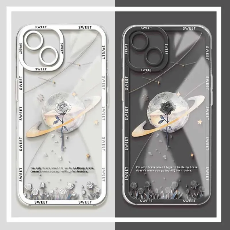 크리 에이 티브 로즈 플래닛 케이스 삼성 갤럭시 S24 S23 S22 울트라 S21 S20 FE 참고 20 10 플러스 A15 A25 A35 A55 실리콘 뒷면 커버