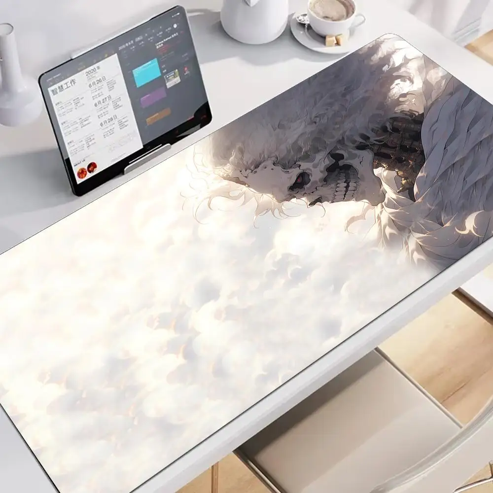 

Прохладный коврик для мыши с белым облаком и черепом, большой игровой нескользящий ноутбук, офисные аксессуары, коврик для планшета, мини-ПК, художественный коврик для мыши, игровой коврик