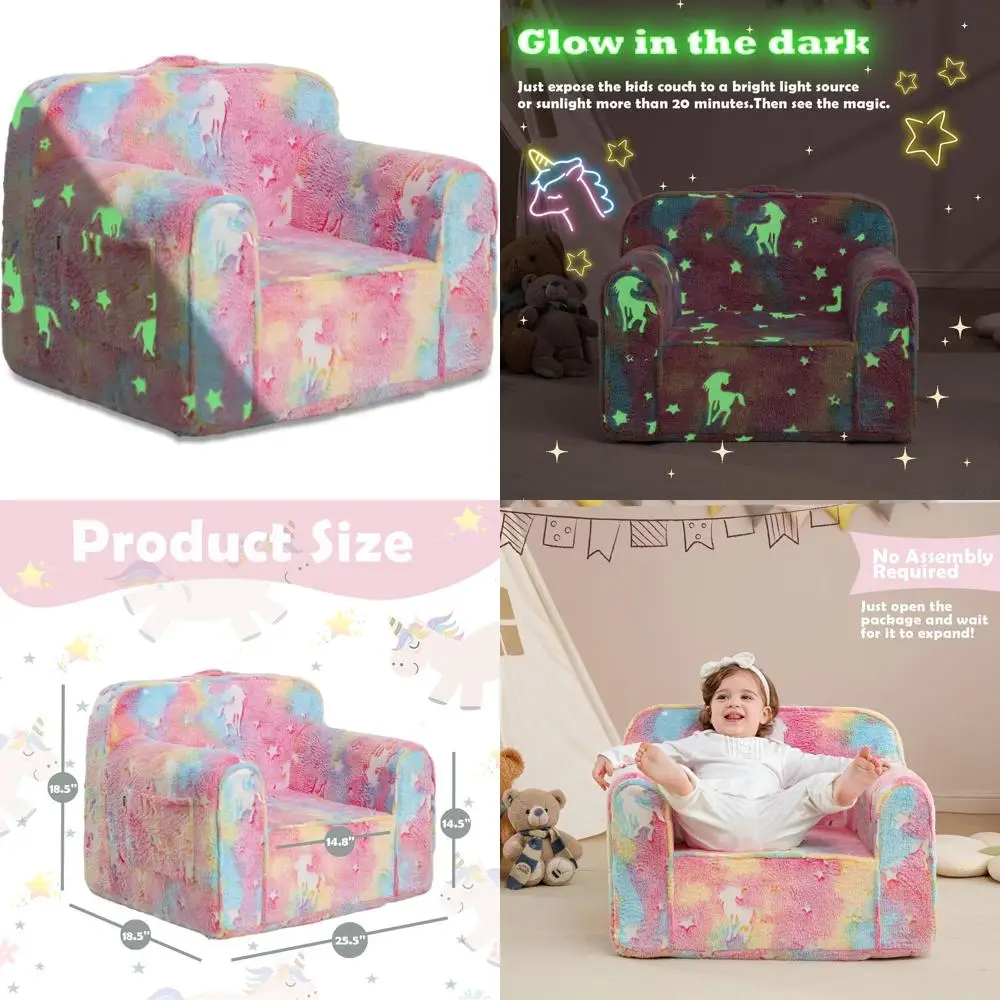 

Glow-in-the-Dark Pink Toddler Armchair for Kids' Comfort