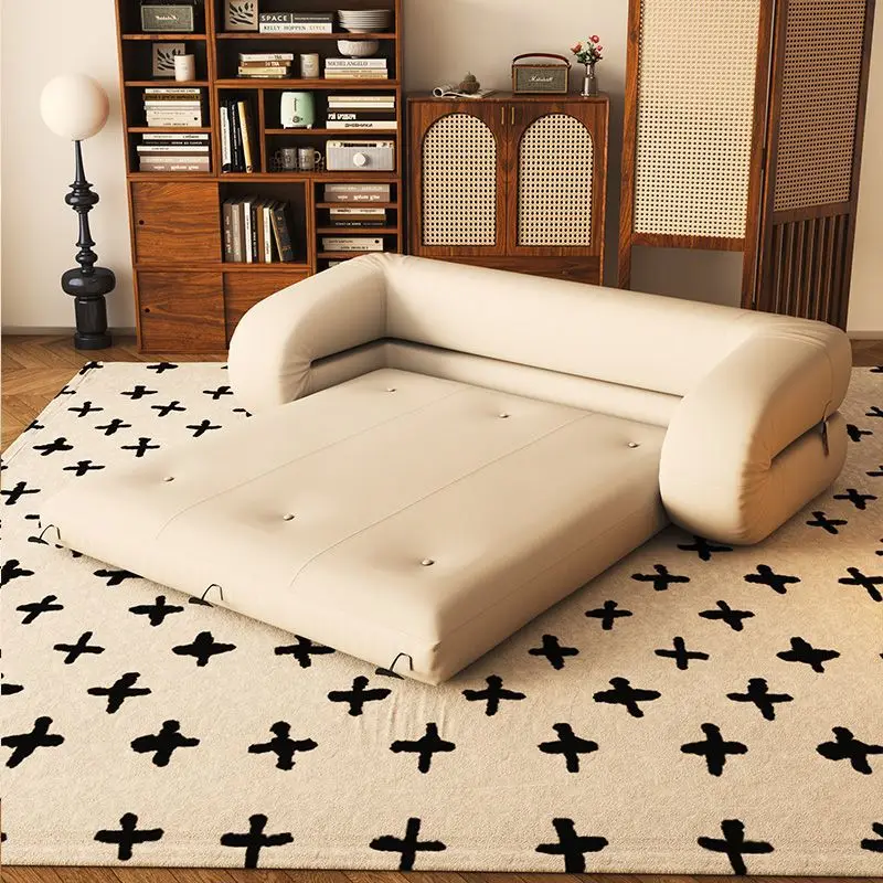 Cream wind multi-functional folding sofa bed dual-purpose small apartment living room bedroom new anti-cat paw leather lazy sofa