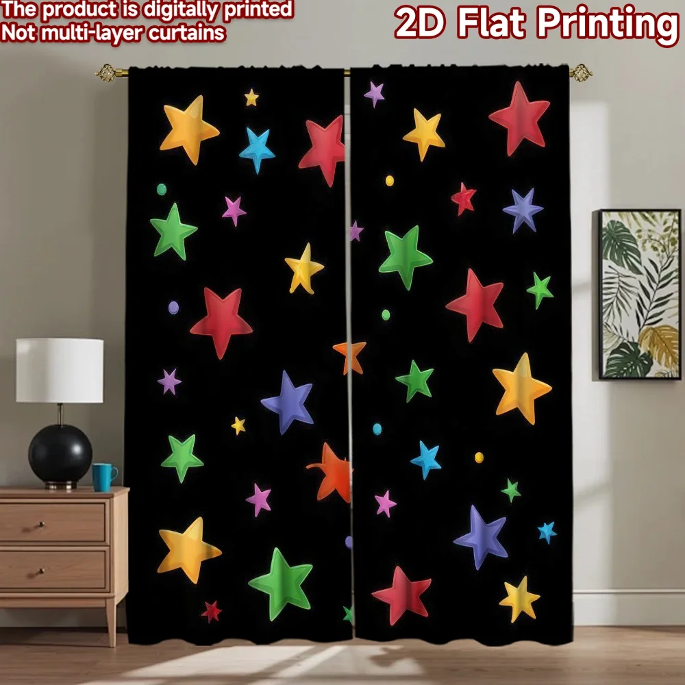 

1pc 2D flat Photography Backdrop Background Banner Colorful Starry Night 100% Polyester Birthday Party Perfect for Indoor