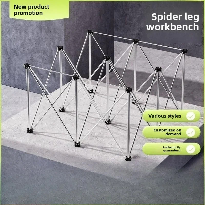 Foldable Spider Leg Woodworking Workbench Stainless Steel Portable Work Rack Sawhorse Support Quick Telescopic Workbench