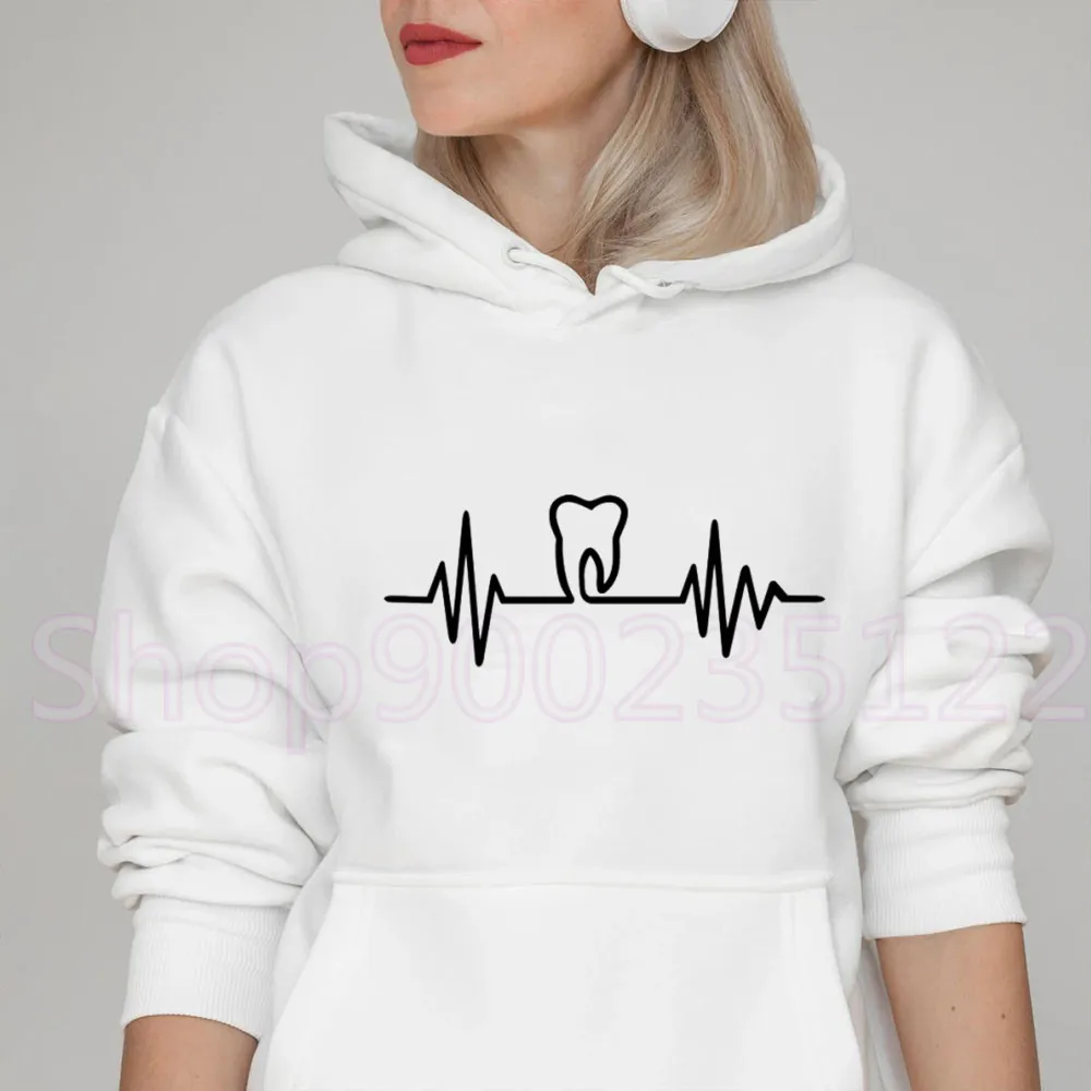 

Heatbeat Hoodie Graphic Tooth Cartoons Sweatshirts Kawaii Aesthetic Print Fleece Hoody Aesthetic Women Funny Sweater Clothing