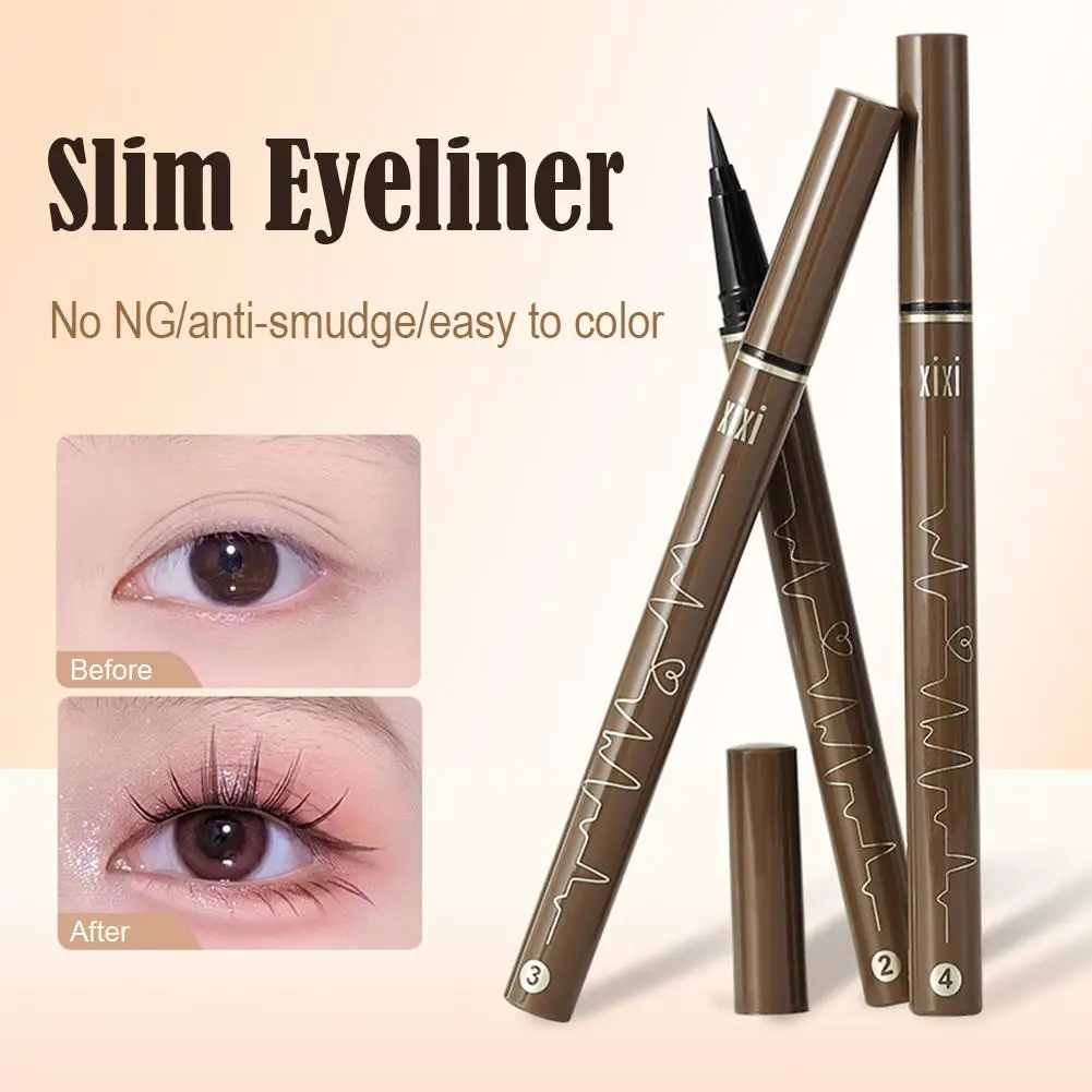 قلم تحديد العيون النحيف برأس قطني طبيعي متعدد الألوان مقاوم للماء ومقاوم للعرق وتكبير عينيك ومستحضرات التجميل