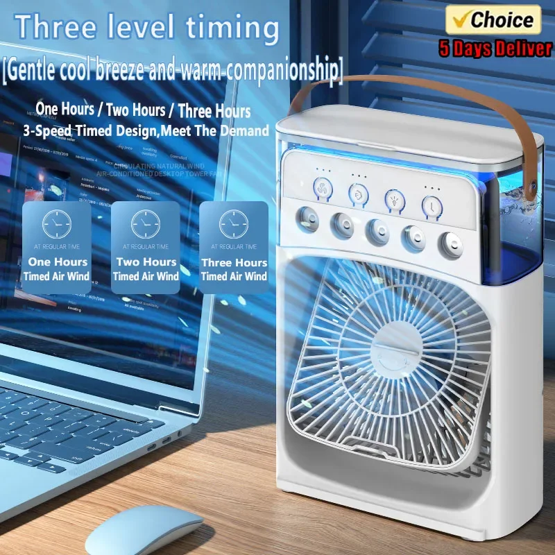 Nuevo Mini ventilador humidificador de aire portátil, refrigeración hidráulica de 3 velocidades para espacios pequeños, oficina, dormitorio, viaje, uso doméstico