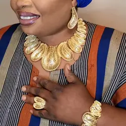 2024 Hot Sale Italian Gold Plated Women Big Necklace Jewelry Sets