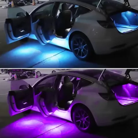 For Tesla Model 3 Y S X LED Interior Footwell Light Ultra Bright Puddle Door Bulb 2017- 2023 Upgrade Trunk Lamp Accessories