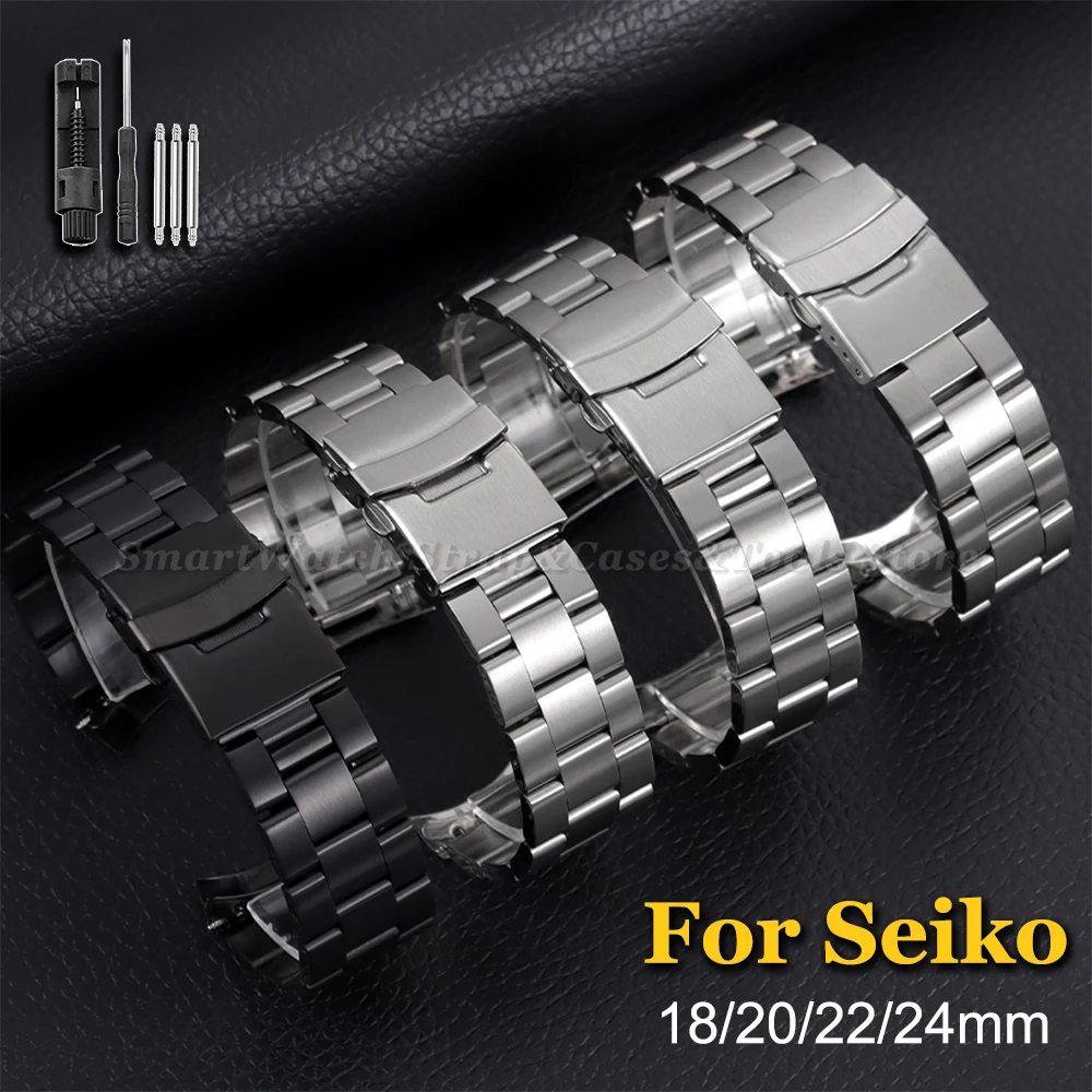 

18/20/22/24mm Solid Stainless Steel Watch Bands for Seiko 5 SKX009/007 for Jubilee Curved End Metal Watch Strap Watch Bracelets