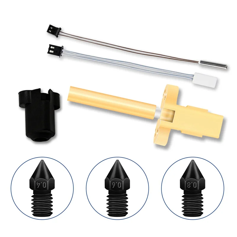 A34M-Hotend Kit Forir3 V2 Hardened Steel Nozzle Thermistor Ntc100k Heating Tube Throat Heater Block 3D Printer Parts 0.4Mm