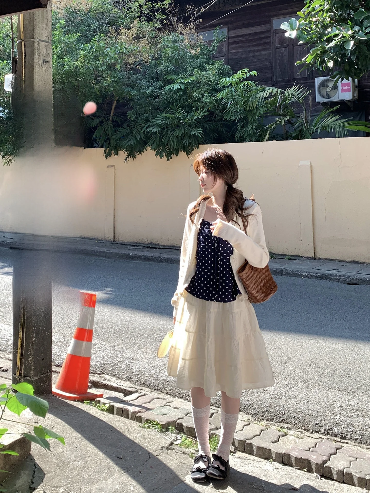 

PtonUmi Spring Wild Aosphere Cake Skirt Women's Midi Skirt Apricot Color Sweet Sle mid Waist Elastic Waist